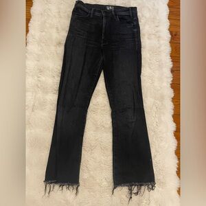 MOTHER Women's the hustler ankle fray high waisted jean black wash sz 28